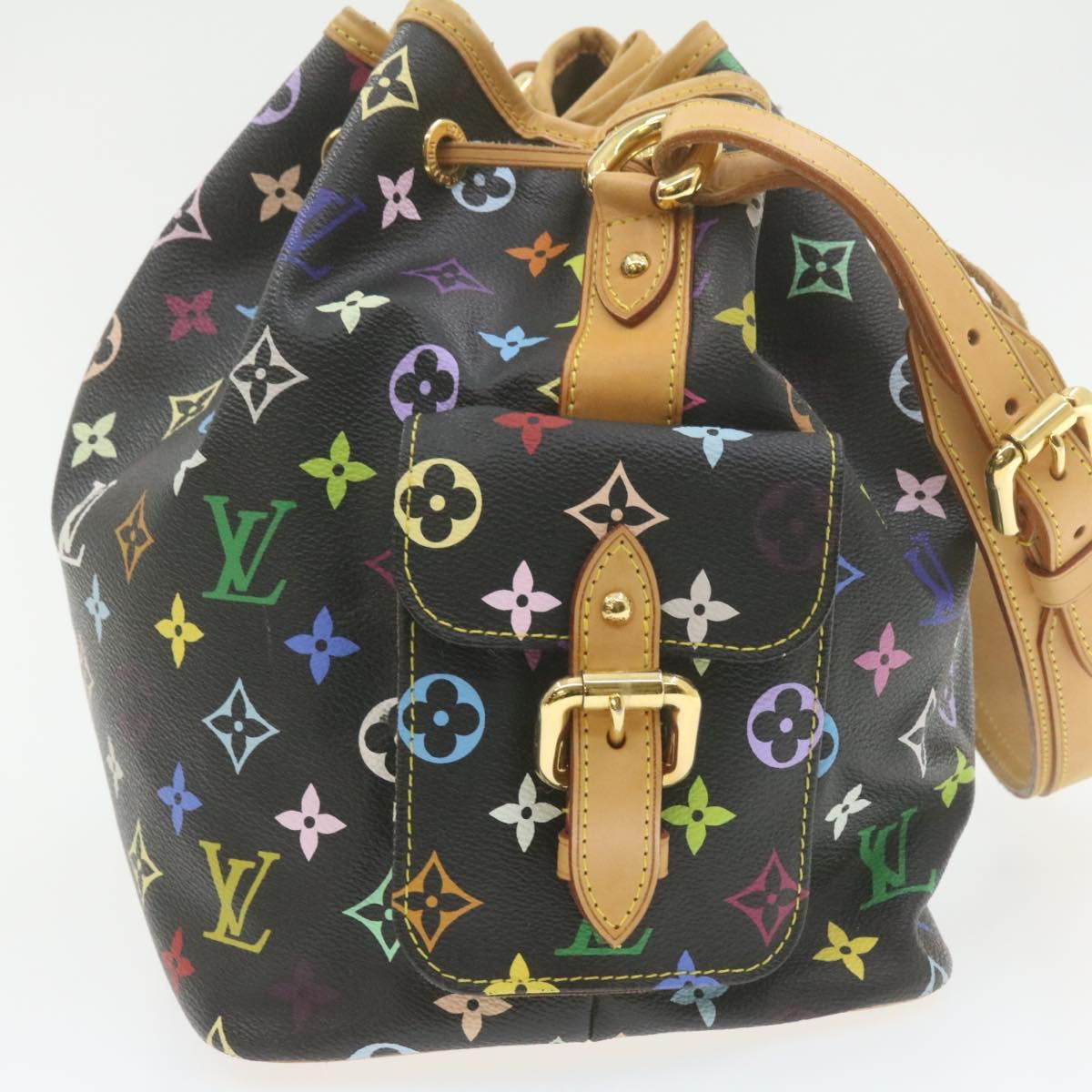 LOUIS VUITTON Monogram Multicolor Noe Shoulder Bag Black M42230 LV  am337bA