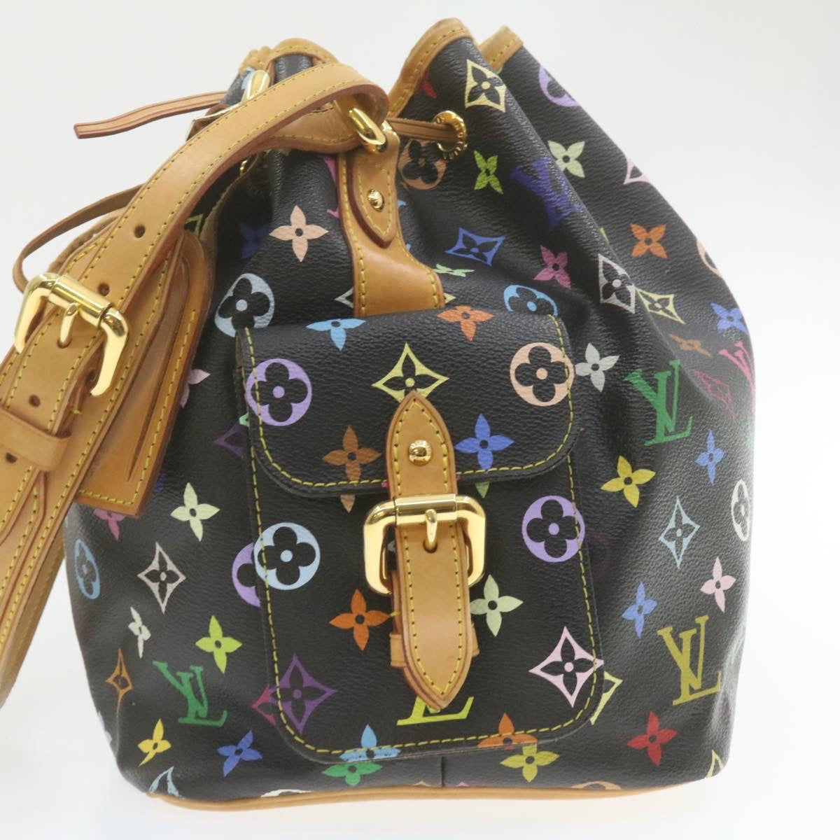 LOUIS VUITTON Monogram Multicolor Noe Shoulder Bag Black M42230 LV  am337bA