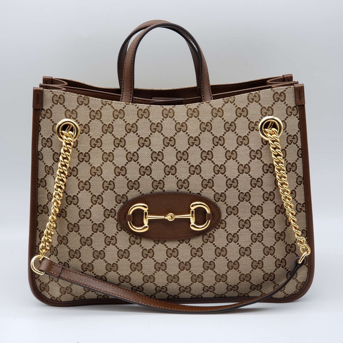 Brand New 1955 Gucci Horsebit Large GG Tote Bag