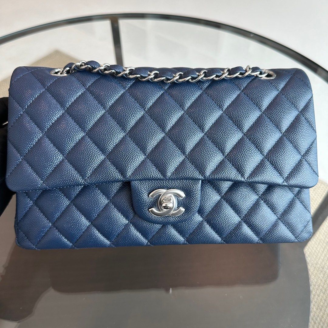 *Brand New* Caviar Medium Quilted Dark Blue SHW No 24