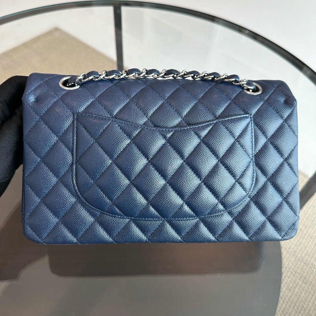 *Brand New* Caviar Medium Quilted Dark Blue SHW No 24