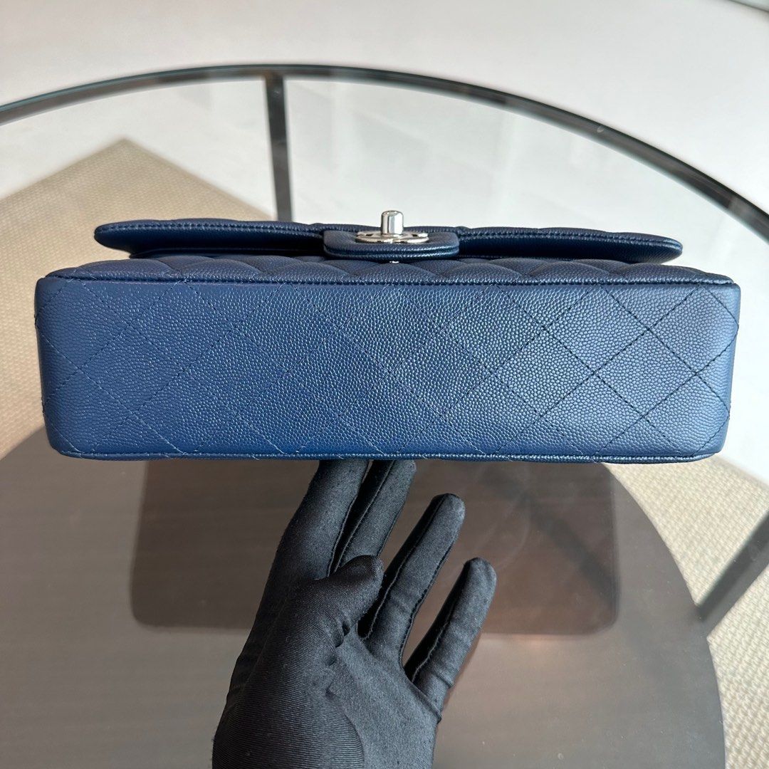 *Brand New* Caviar Medium Quilted Dark Blue SHW No 24