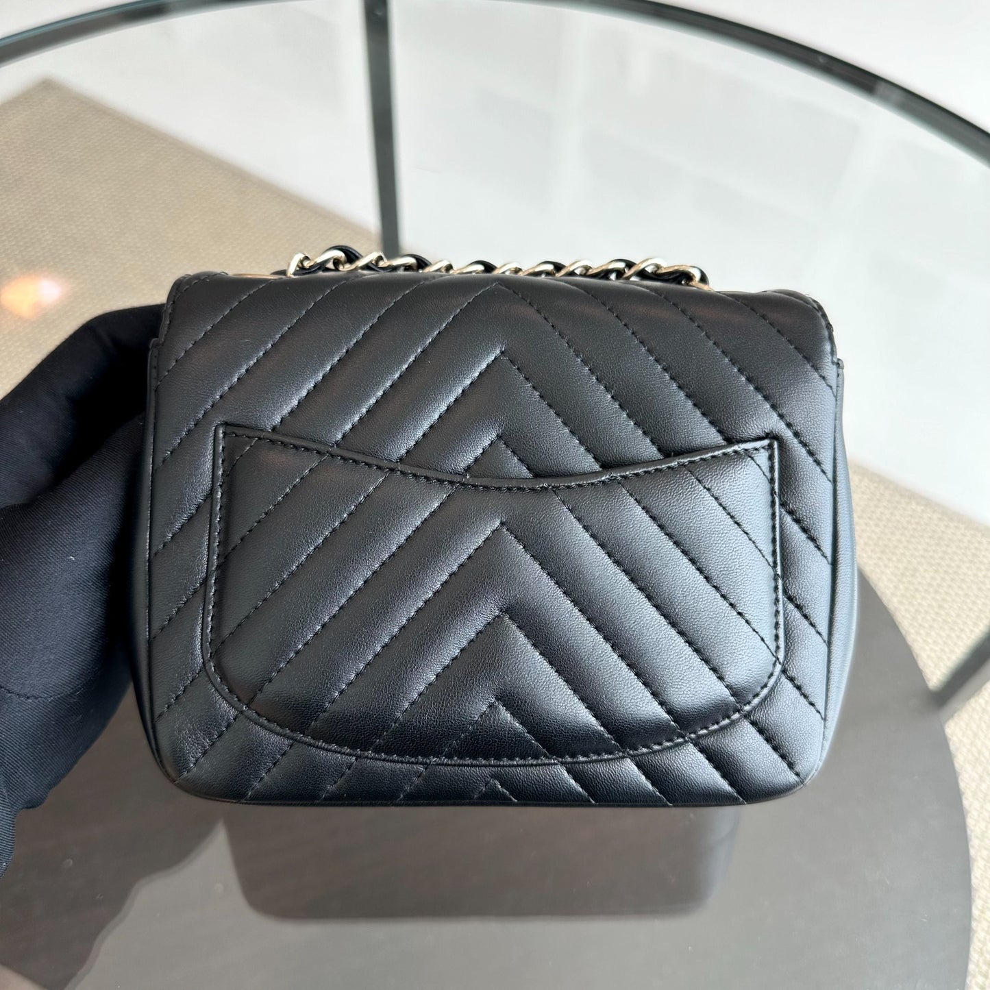 *Brand New* Mini Square Chevron Lambskin Black GHW No 24