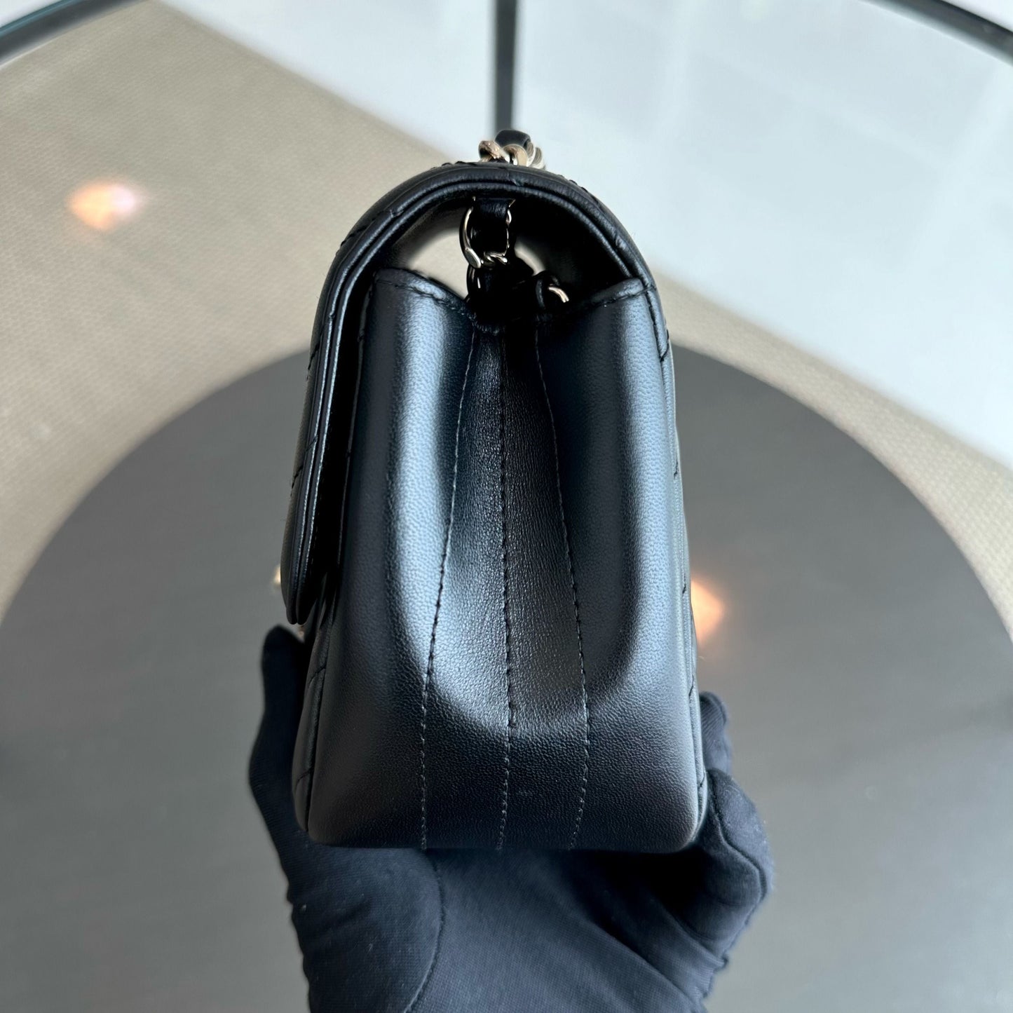 *Brand New* Mini Square Chevron Lambskin Black GHW No 24