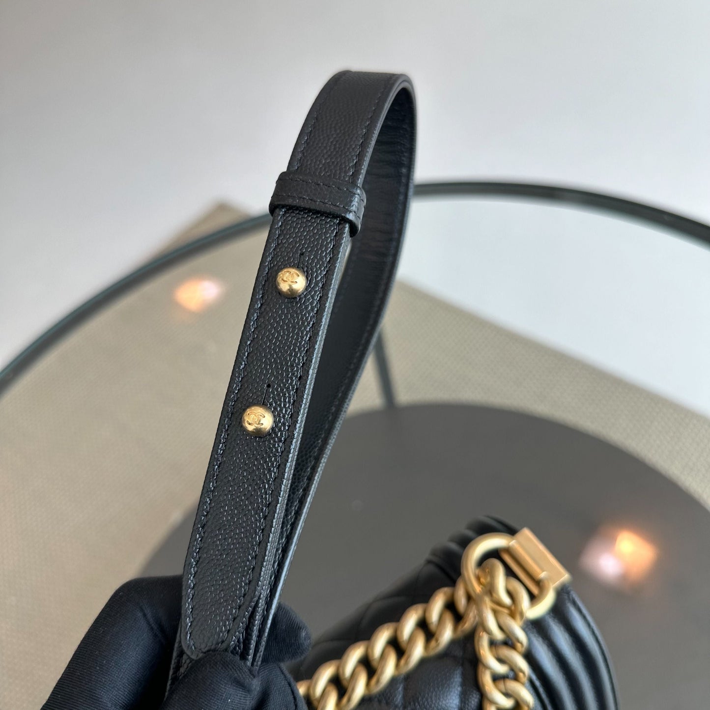 *Brand New, Full Set, Receipt* Caviar Old Medium 25CM Quilted Calfskin Leboy Black GHW No 28