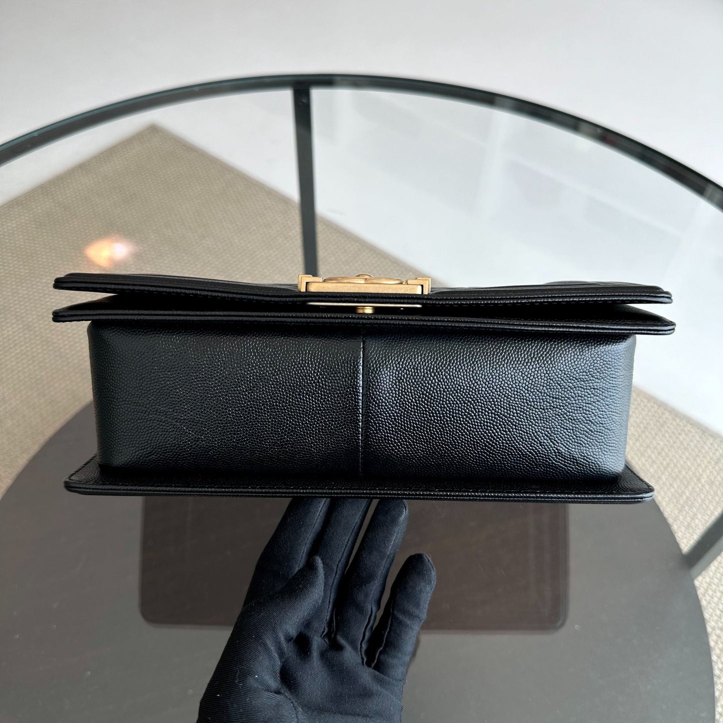 *Brand New, Full Set, Receipt* Caviar Old Medium 25CM Quilted Calfskin Leboy Black GHW No 28