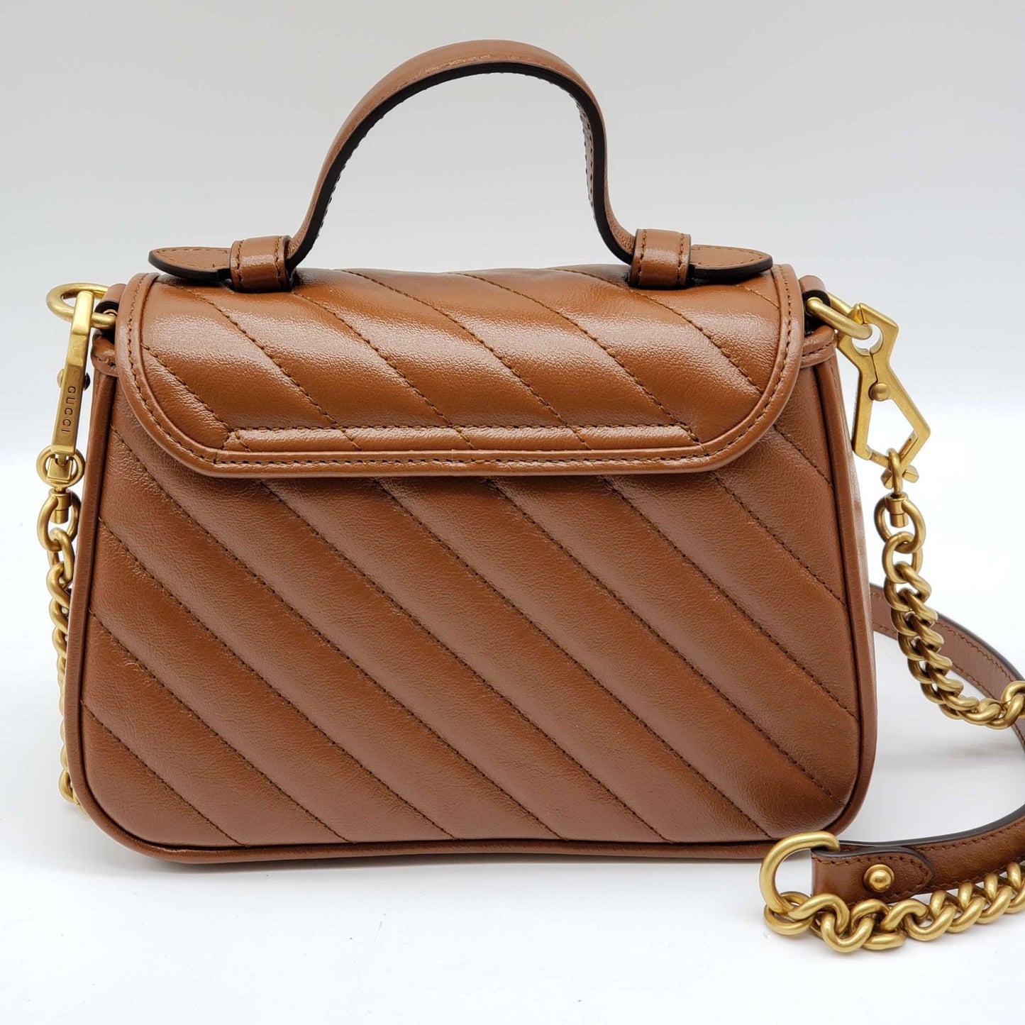 Brand New Gucci GG Mini Top Handle Brown Shoulder Bag