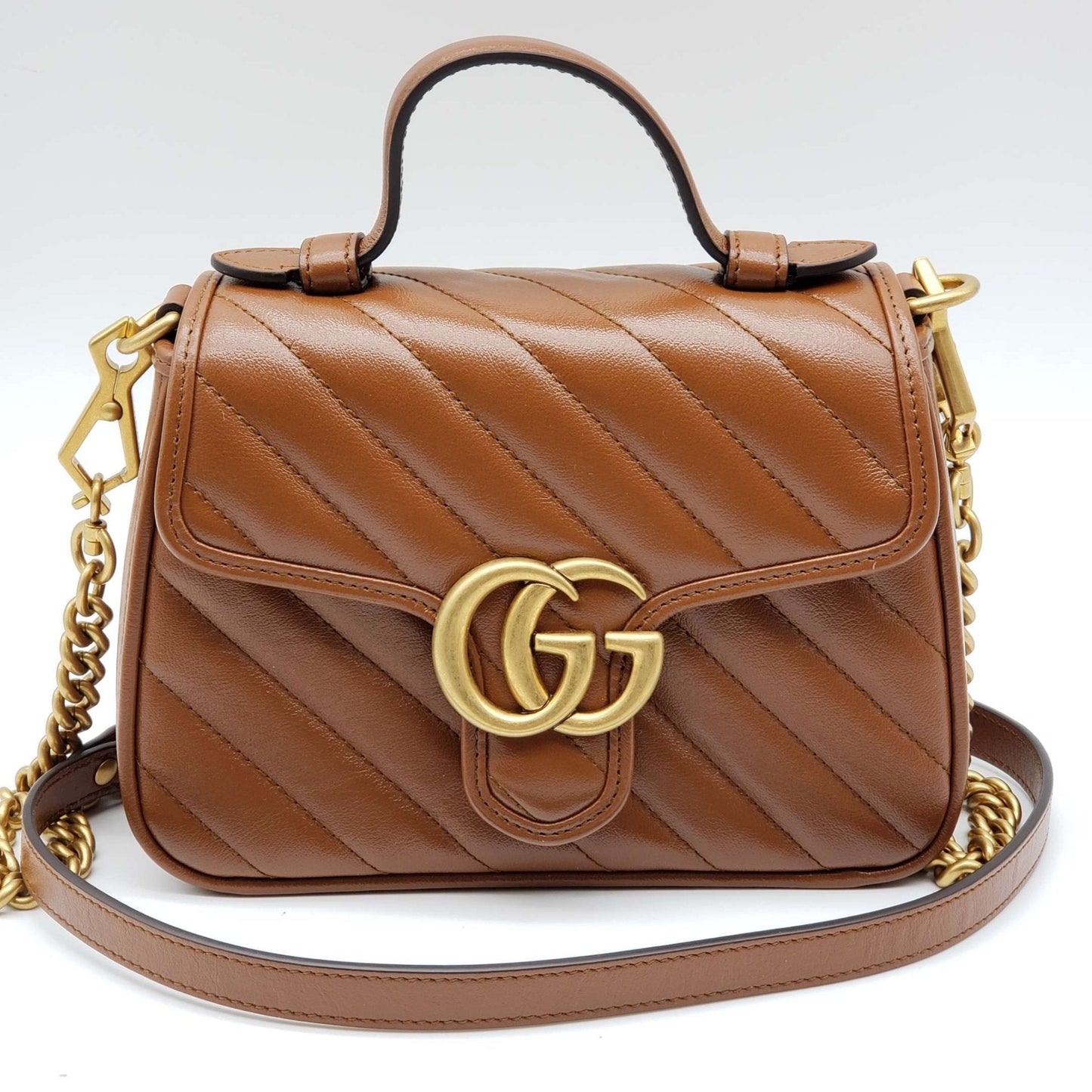Brand New Gucci GG Mini Top Handle Brown Shoulder Bag