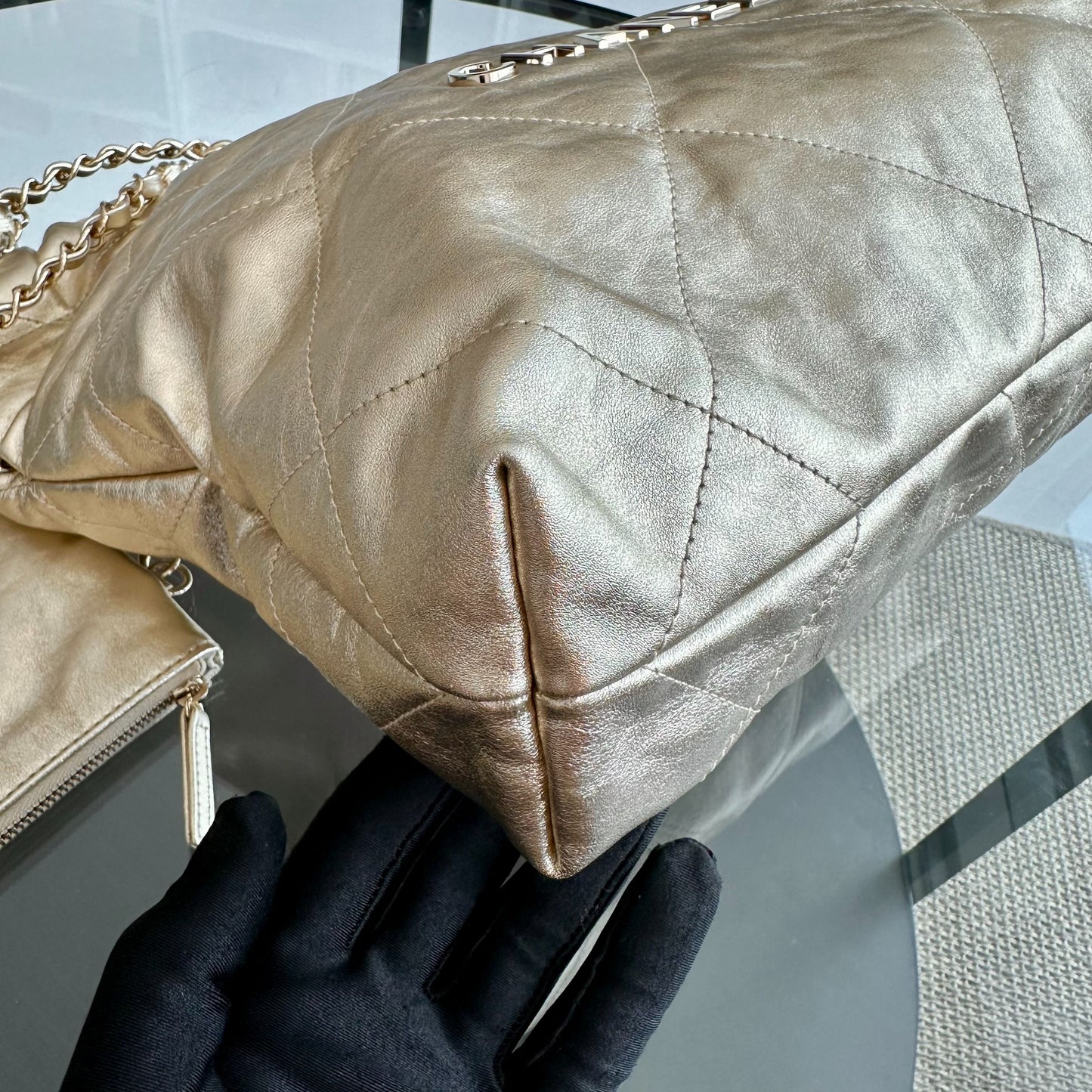 *Brand New, Receipt, Microchip* C22 Small Hobo 22 Bag Gold Calfskin GHW