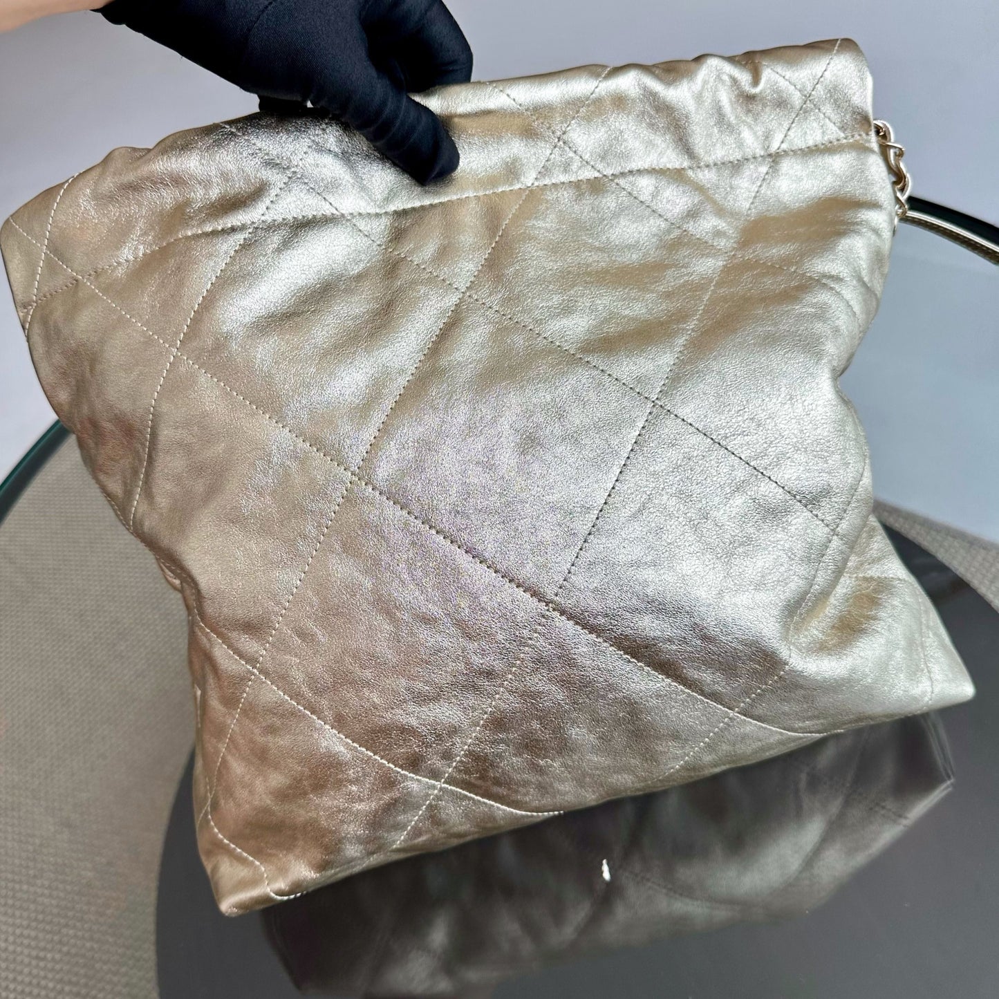 *Brand New, Receipt, Microchip* C22 Small Hobo 22 Bag Gold Calfskin GHW