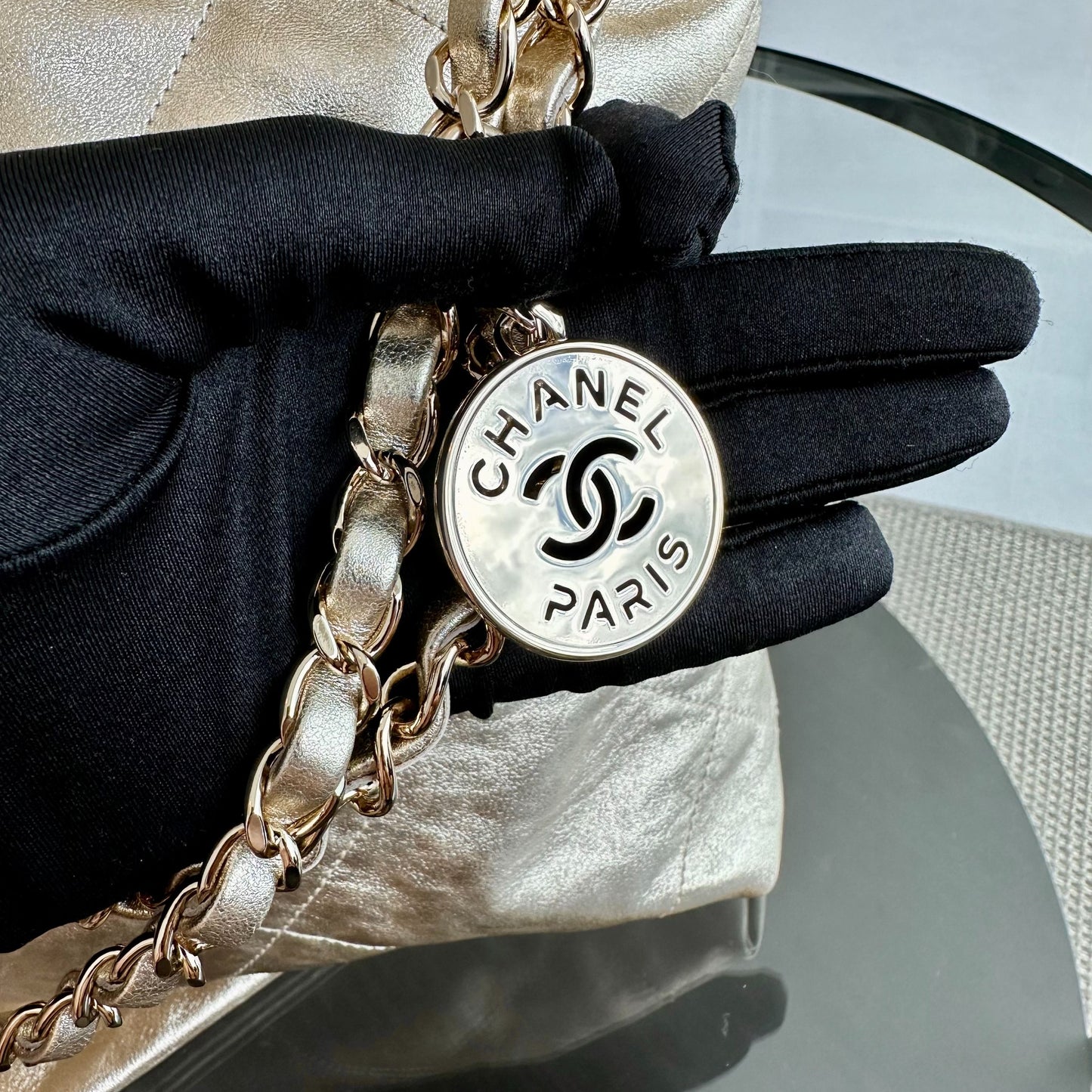 *Brand New, Receipt, Microchip* C22 Small Hobo 22 Bag Gold Calfskin GHW