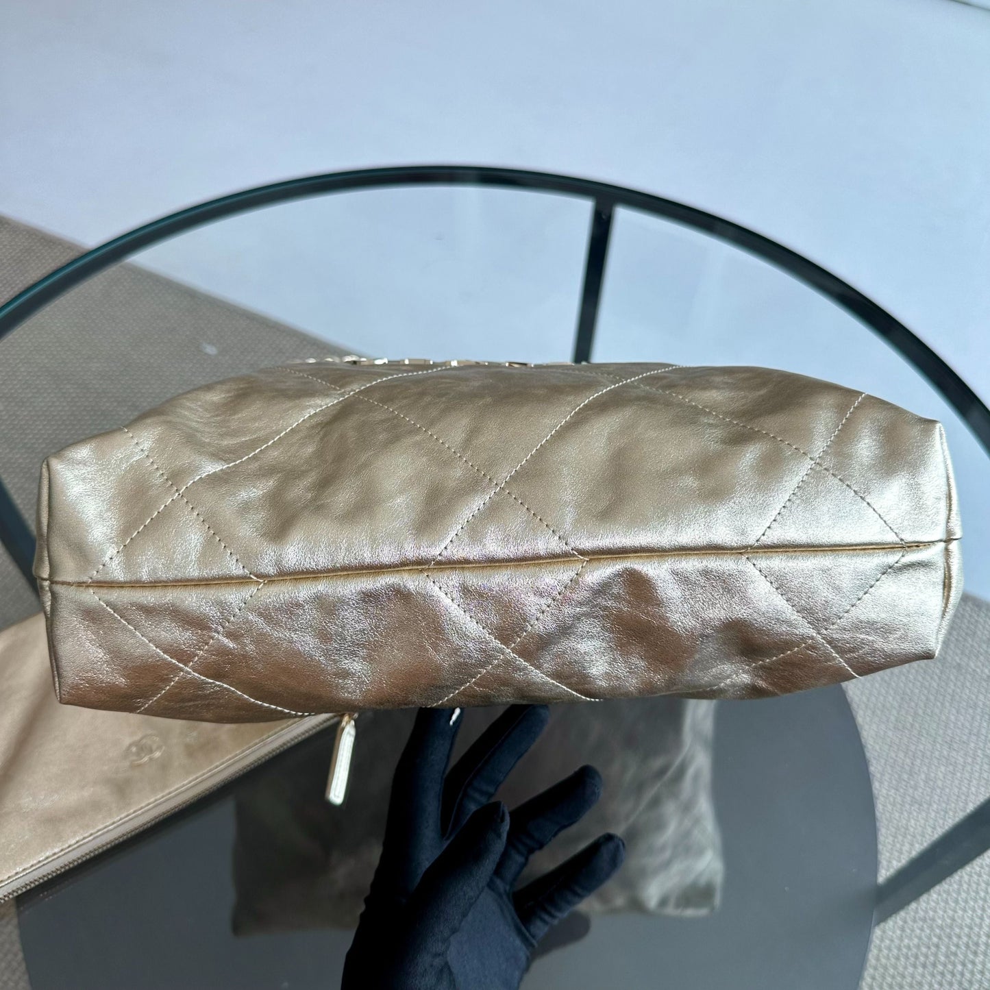 *Brand New, Receipt, Microchip* C22 Small Hobo 22 Bag Gold Calfskin GHW