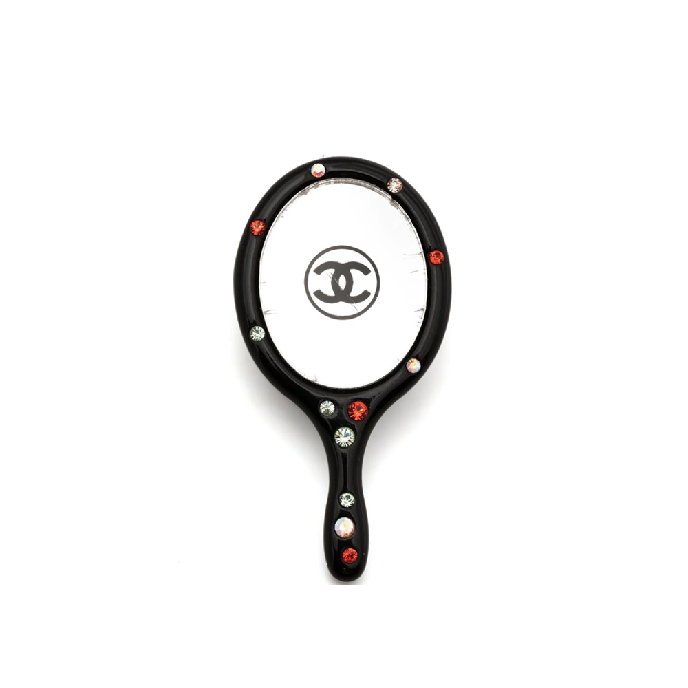 CHANEL Mirror Resin & Rhinestone Pin
