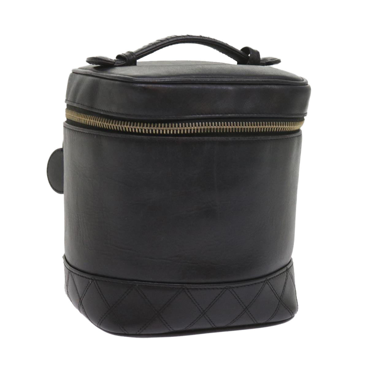 CHANEL Vanity Cosmetic Pouch Leather Black CC Auth bs10095