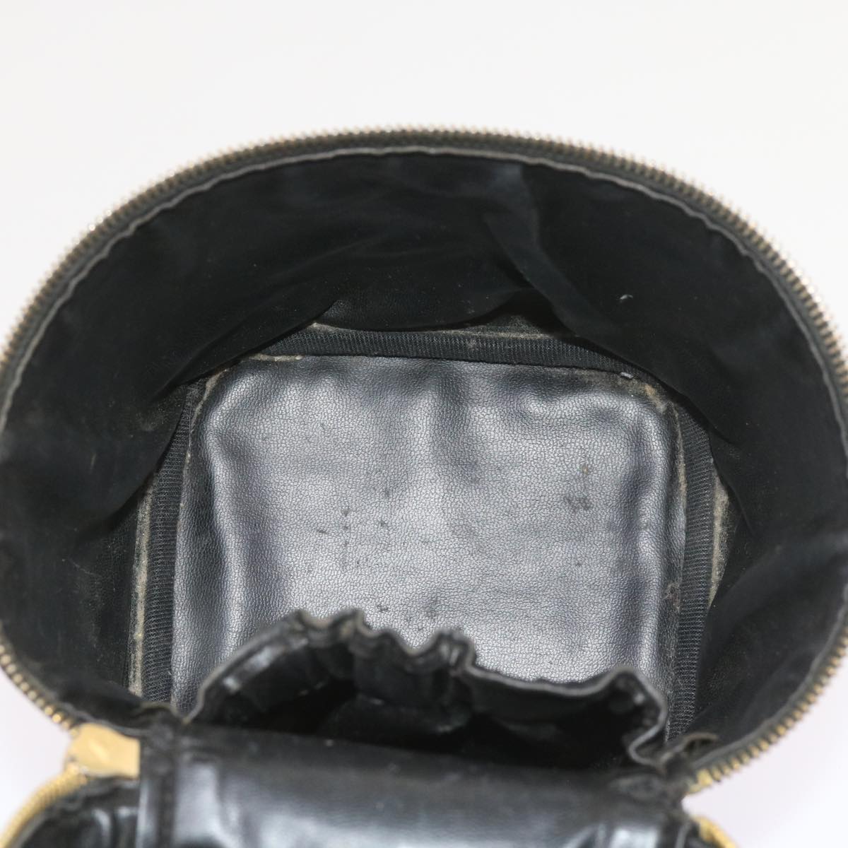 CHANEL Vanity Cosmetic Pouch Leather Black CC Auth bs10095