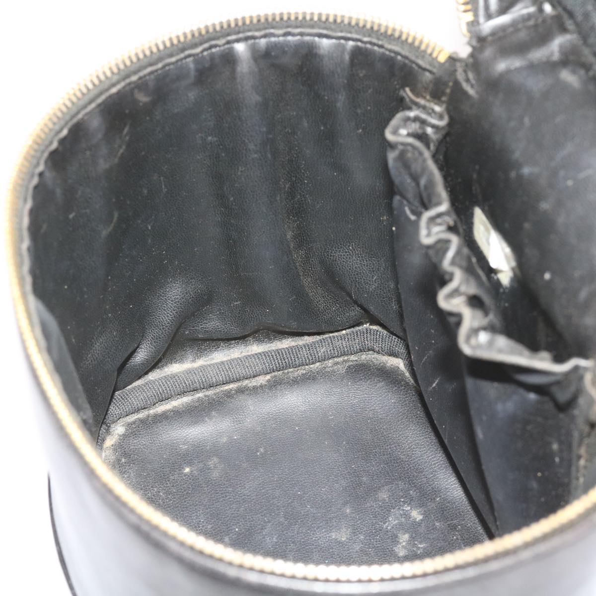 CHANEL Vanity Cosmetic Pouch Leather Black CC Auth bs10095