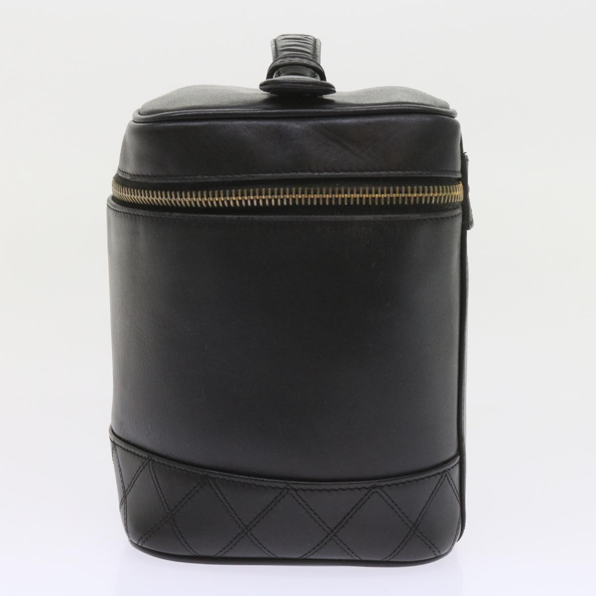 CHANEL Vanity Cosmetic Pouch Leather Black CC Auth bs10095