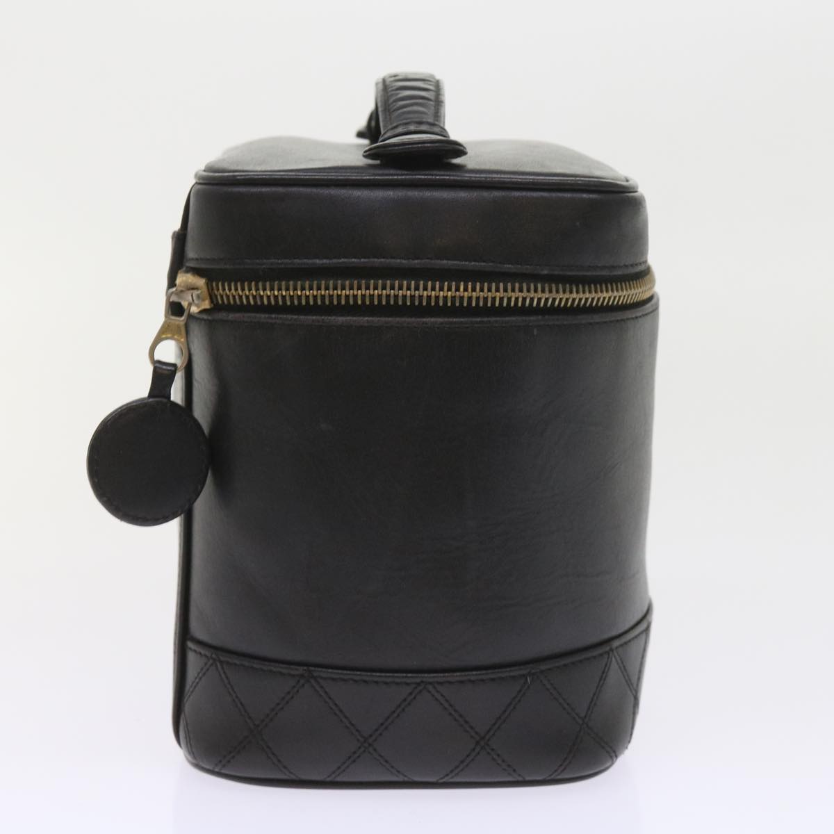 CHANEL Vanity Cosmetic Pouch Leather Black CC Auth bs10095