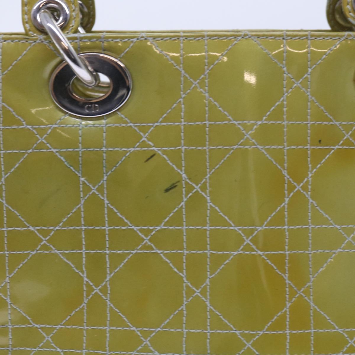 CHRISTIAN DIOR Canage Hand Bag Patent leather 2way Green Auth bs10107