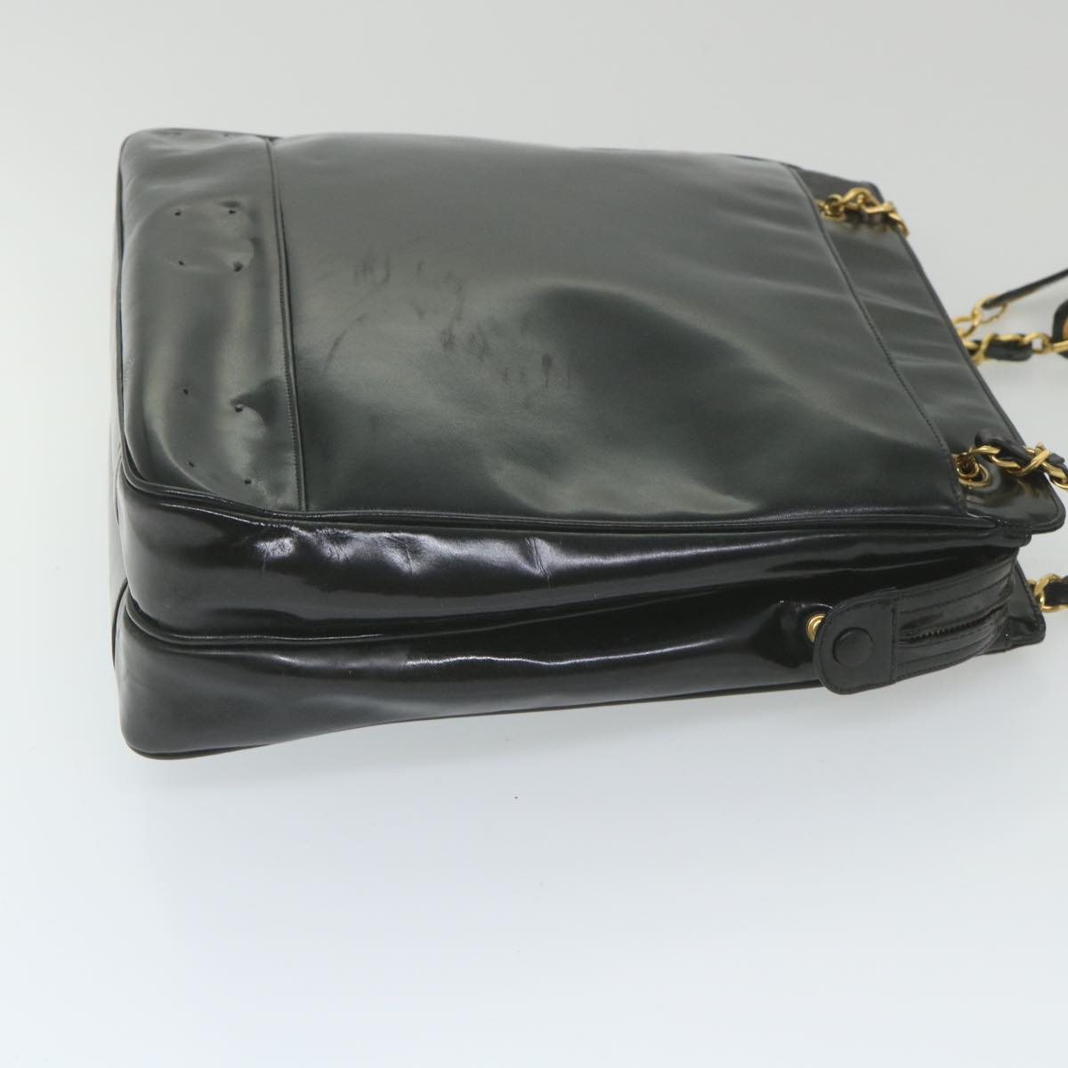 CHANEL Chain Shoulder Bag Patent leather Black CC Auth bs10115