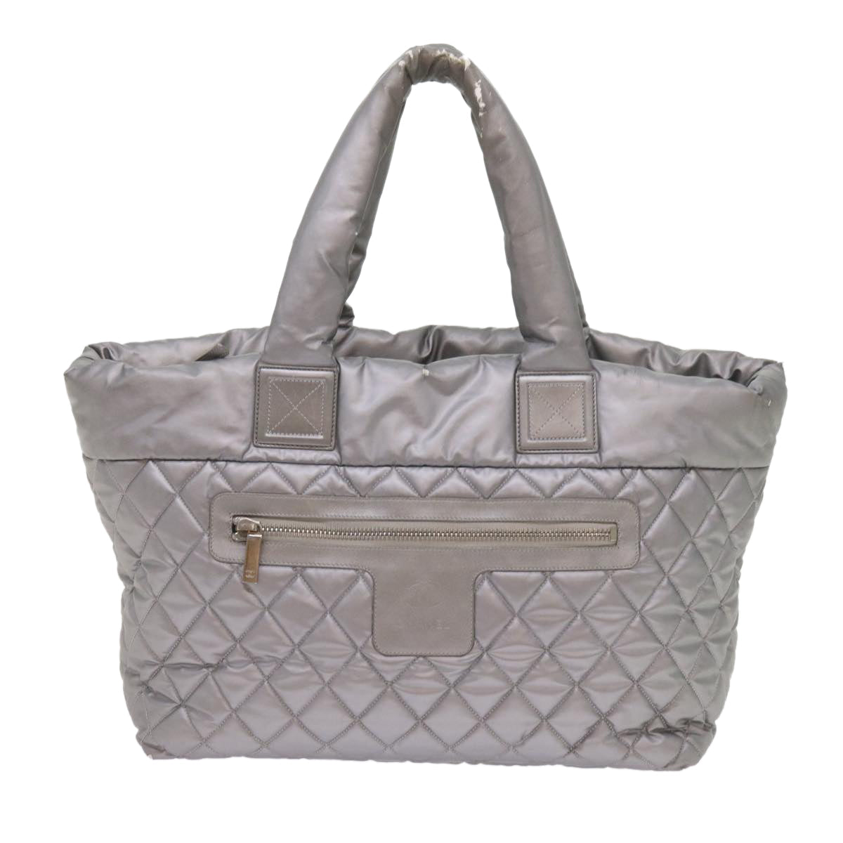 Top Quality Chanel Cococoon Hand Bag Patent leather Silver CC Auth bs10169