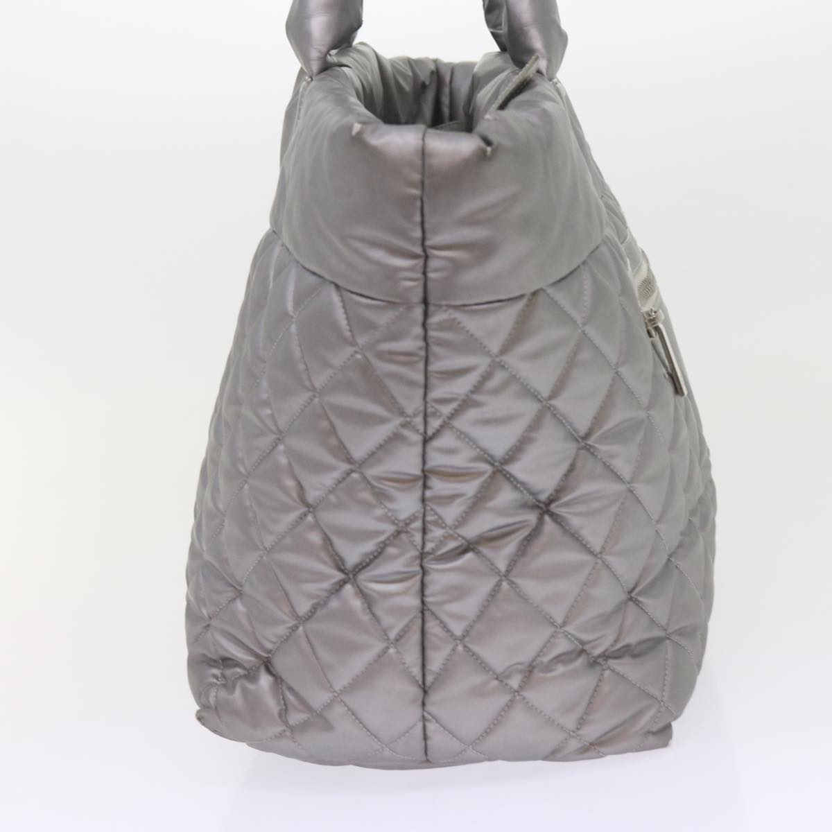 Top Quality Chanel Cococoon Hand Bag Patent leather Silver CC Auth bs10169