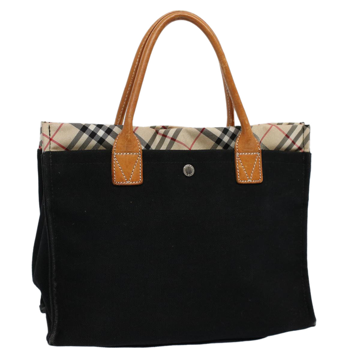 Burberry Blue Label Hand Bag Canvas Black Auth bs10228
