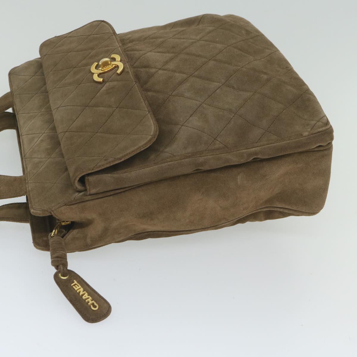 CHANEL Shoulder Bag Suede Brown CC Auth bs10241