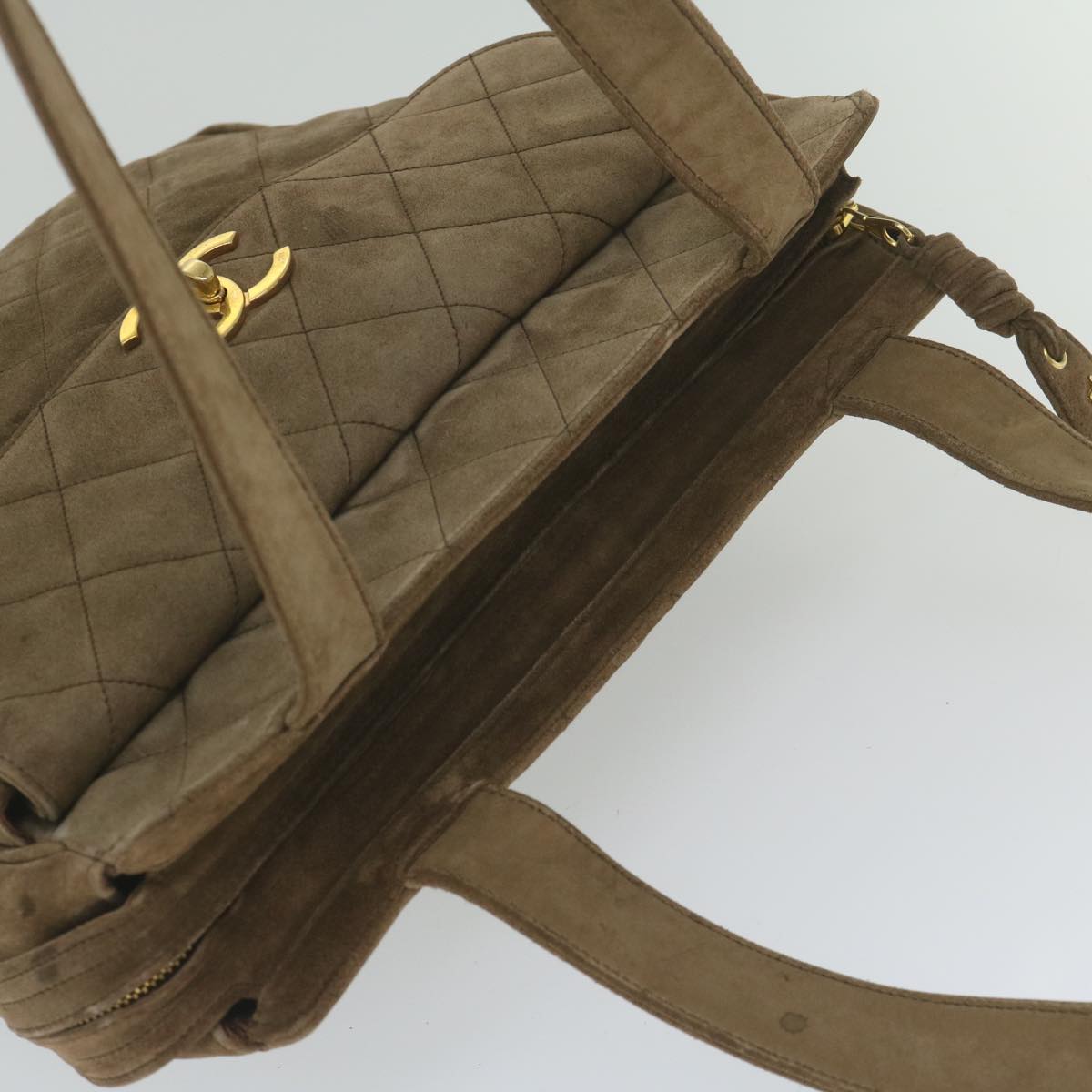 CHANEL Shoulder Bag Suede Brown CC Auth bs10241