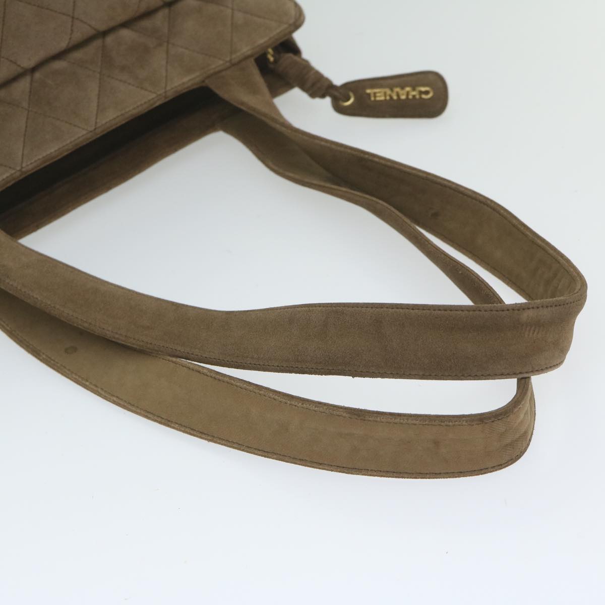 CHANEL Shoulder Bag Suede Brown CC Auth bs10241