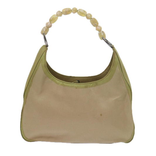 CHRISTIAN DIOR Maris Pearl Shoulder Bag Nylon Khaki Auth bs10338