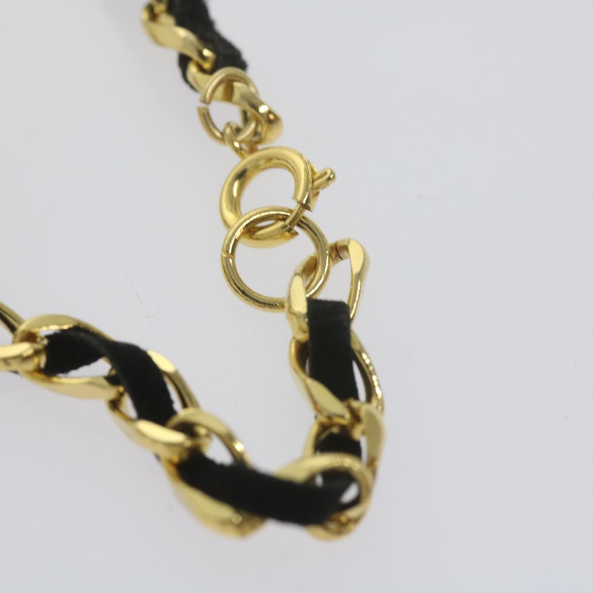 CHANEL Perfume N�‹5 Chain Necklace Clear Gold Tone CC Auth bs10372