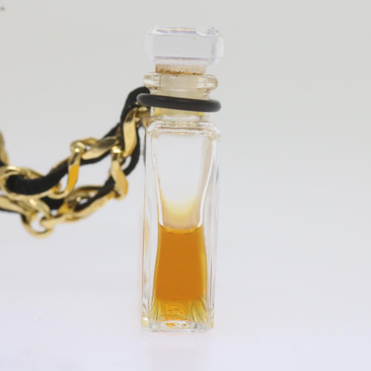 CHANEL Perfume N�‹5 Chain Necklace Clear Gold Tone CC Auth bs10372