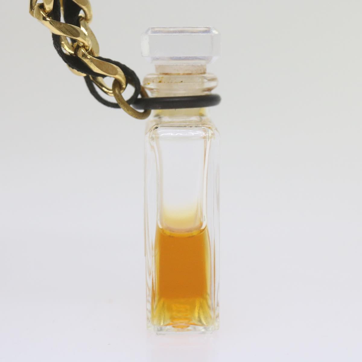 CHANEL Perfume N�‹5 Chain Necklace Clear Gold Tone CC Auth bs10372