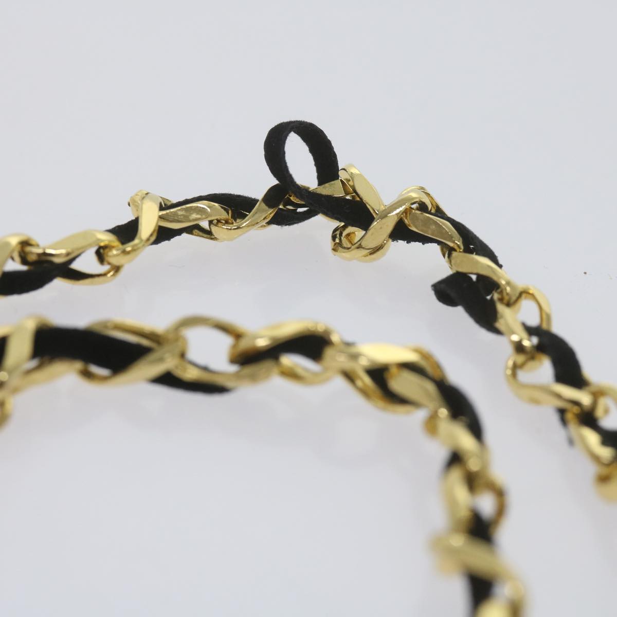 CHANEL Perfume N�‹5 Chain Necklace Clear Gold Tone CC Auth bs10372