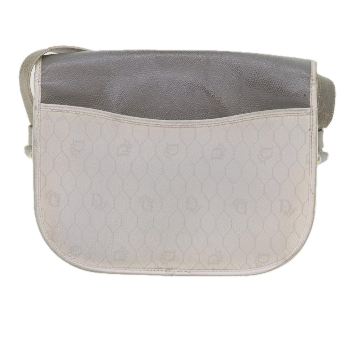 CHRISTIAN DIOR Honeycomb Canvas Shoulder Bag PVC Leather White Auth bs10410