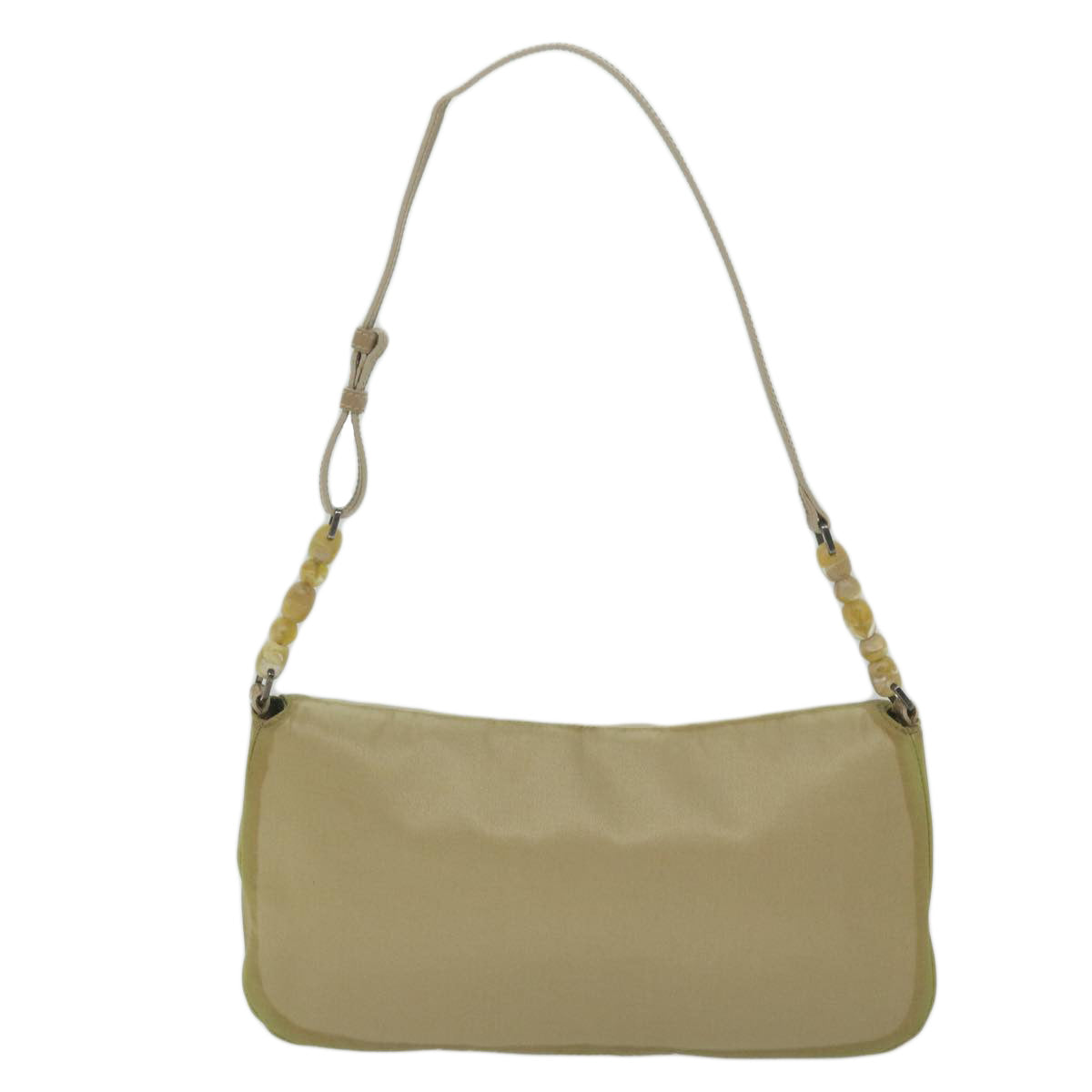 CHRISTIAN DIOR Maris Pearl Shoulder Bag Nylon Khaki Auth bs10532