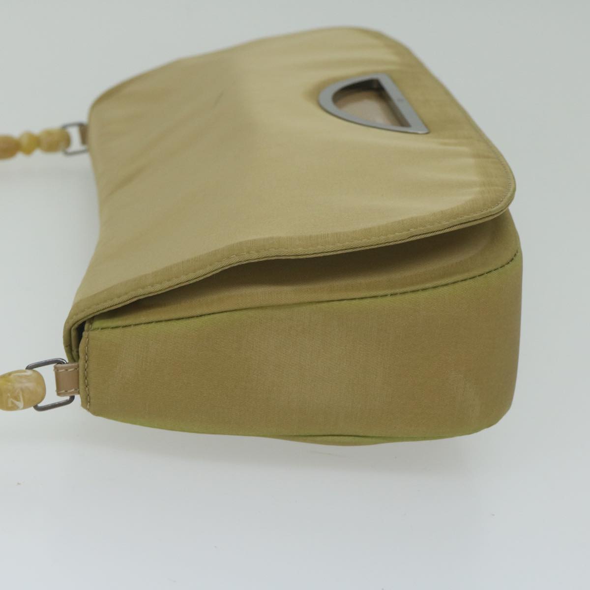 CHRISTIAN DIOR Maris Pearl Shoulder Bag Nylon Khaki Auth bs10532