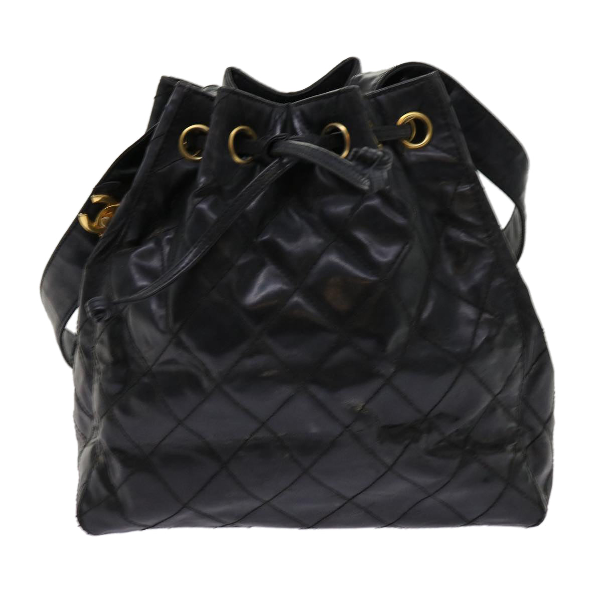 Top Quality Chanel Matelasse Shoulder Bag Patent leather Black CC Auth bs10560