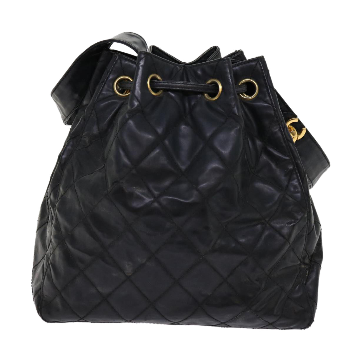 CHANEL Matelasse Shoulder Bag Patent leather Black CC Auth bs10560