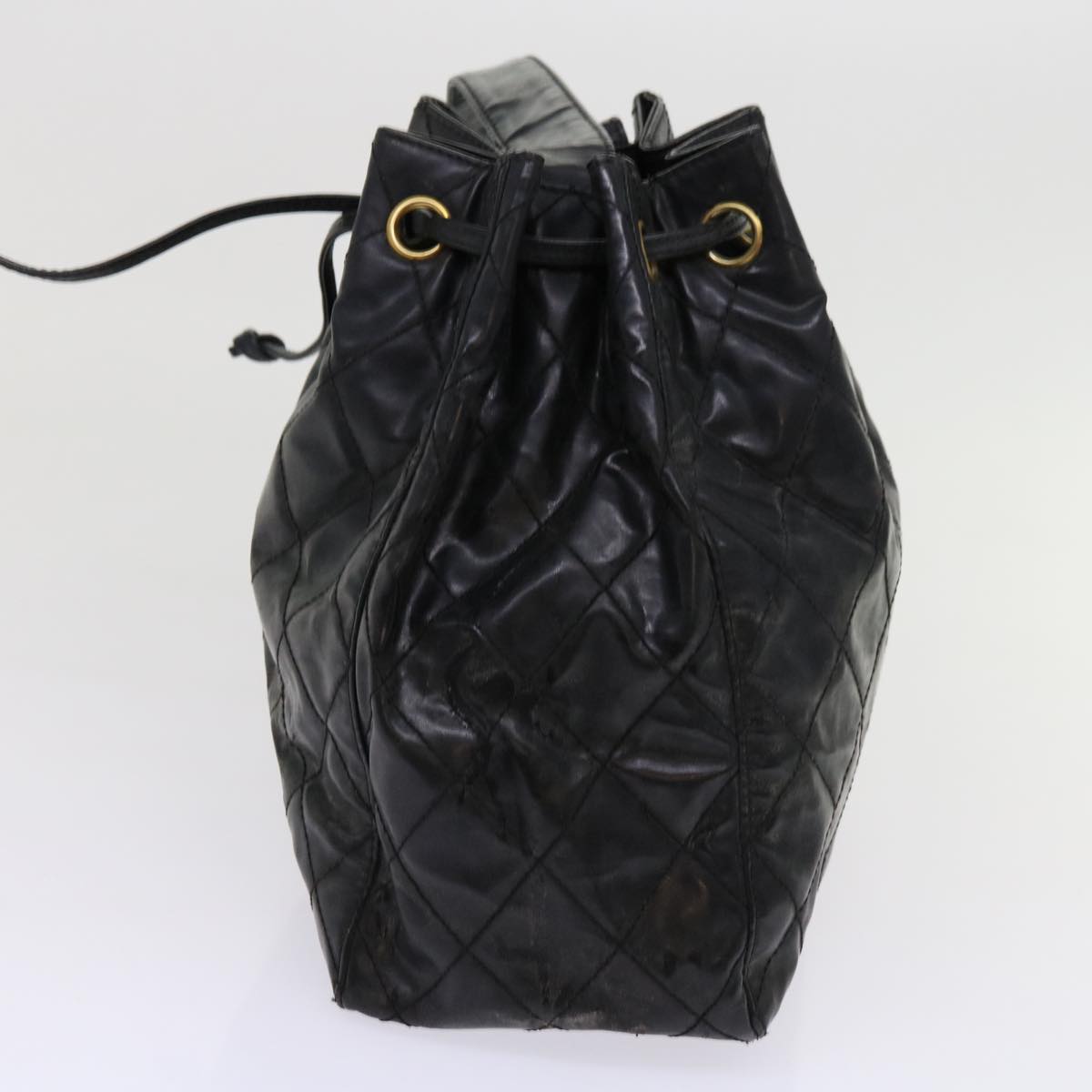 CHANEL Matelasse Shoulder Bag Patent leather Black CC Auth bs10560