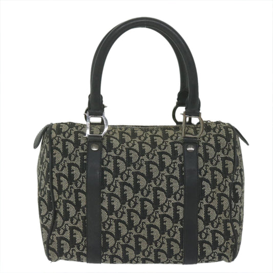 CHRISTIAN DIOR Trotter Canvas Boston Bag Black Auth bs10590