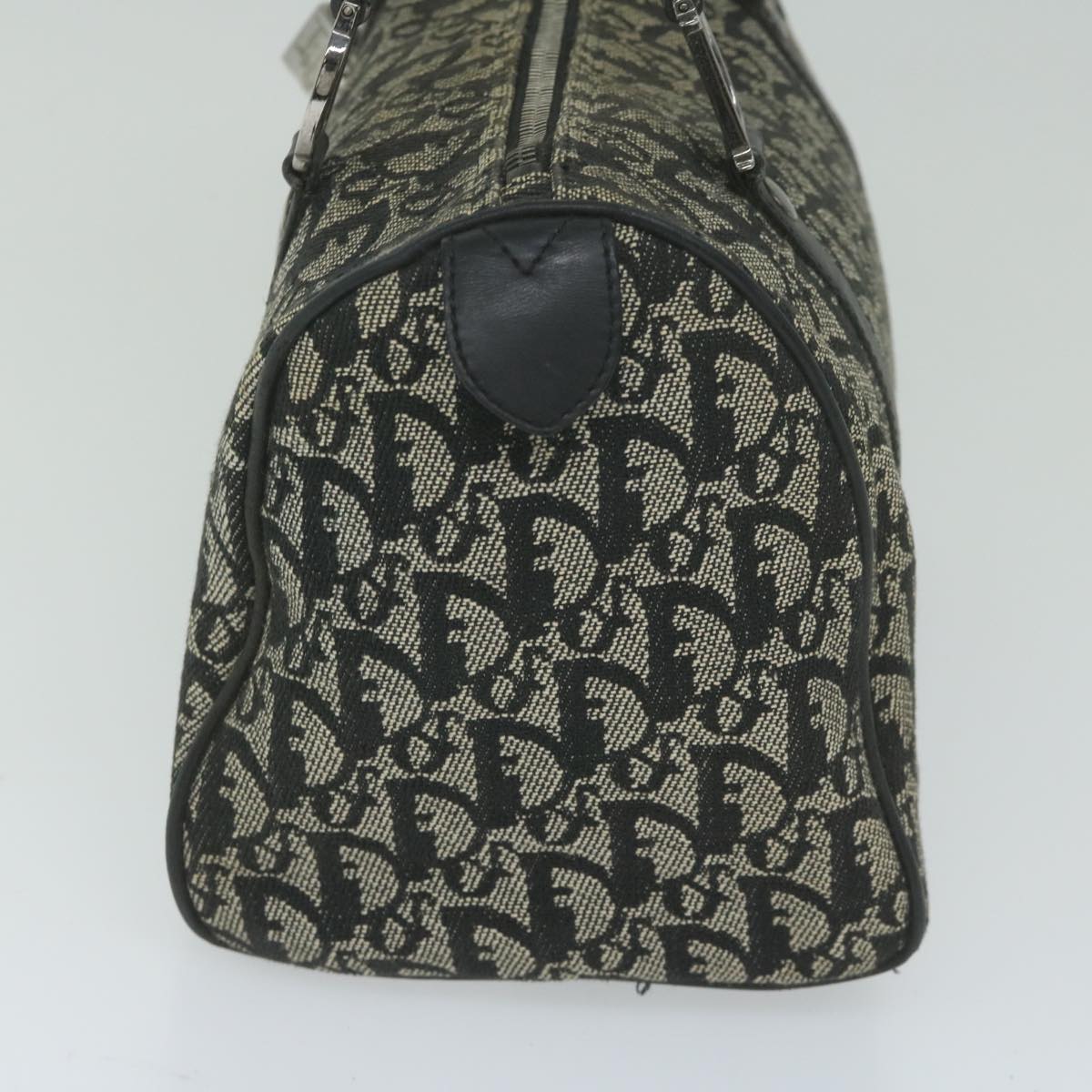 CHRISTIAN DIOR Trotter Canvas Boston Bag Black Auth bs10590