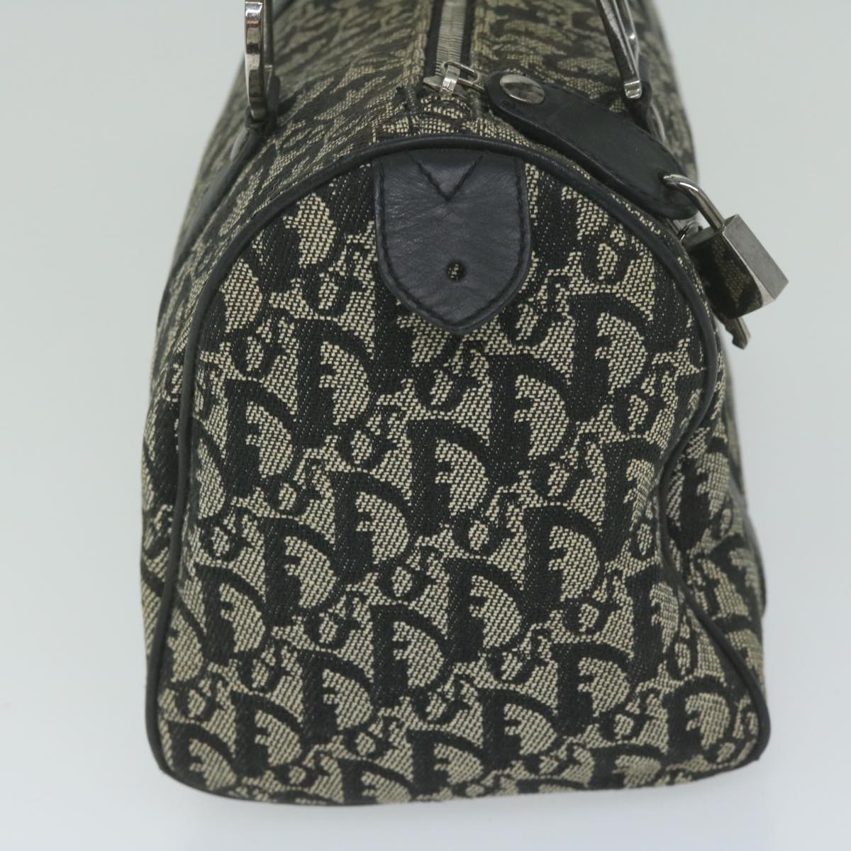 CHRISTIAN DIOR Trotter Canvas Boston Bag Black Auth bs10590