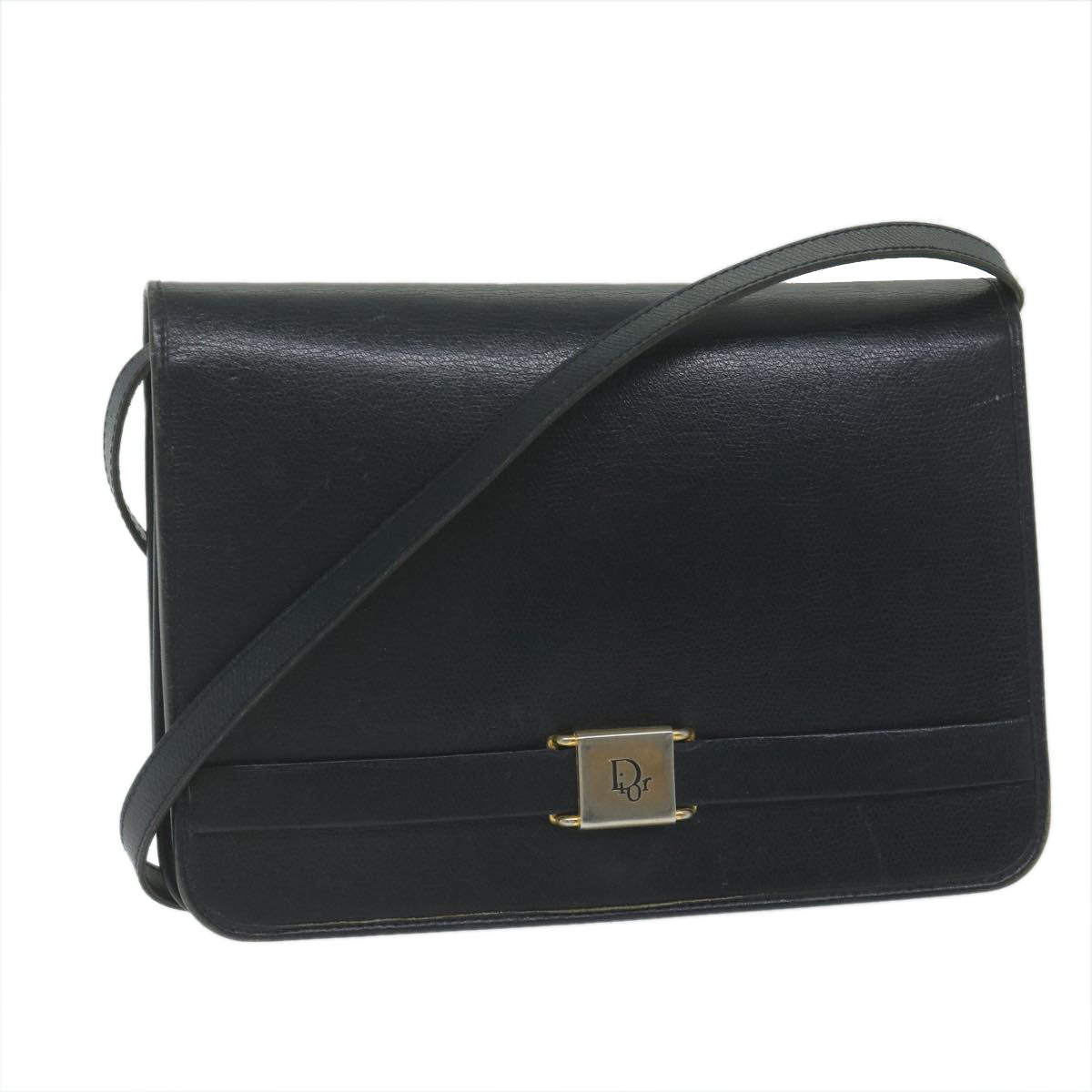 CHRISTIAN DIOR Honeycomb Canvas Shoulder Bag Black Auth bs10602