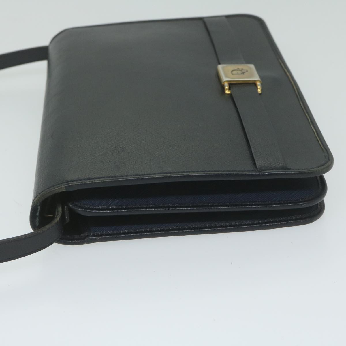 CHRISTIAN DIOR Honeycomb Canvas Shoulder Bag Black Auth bs10602