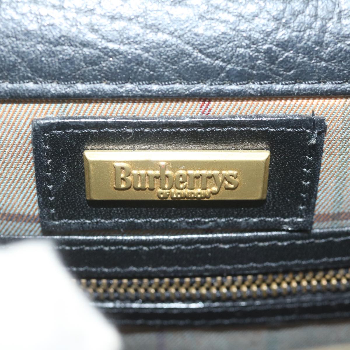 BURBERRYSs Shoulder Bag Leather Black Auth bs10626