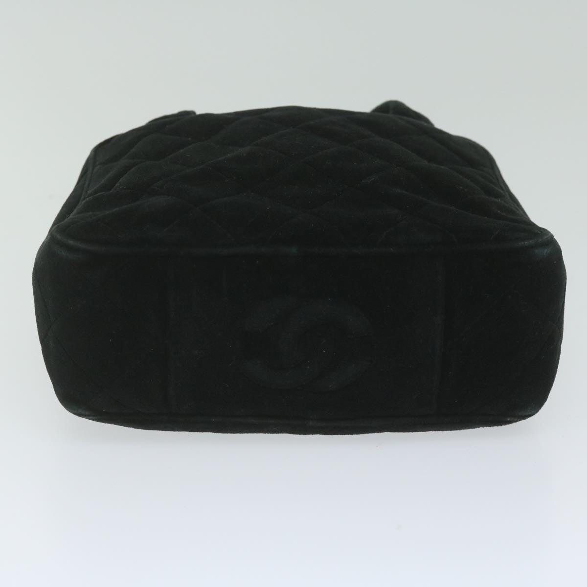 Top Quality Chanel Hand Bag Velor Black CC Auth bs10697