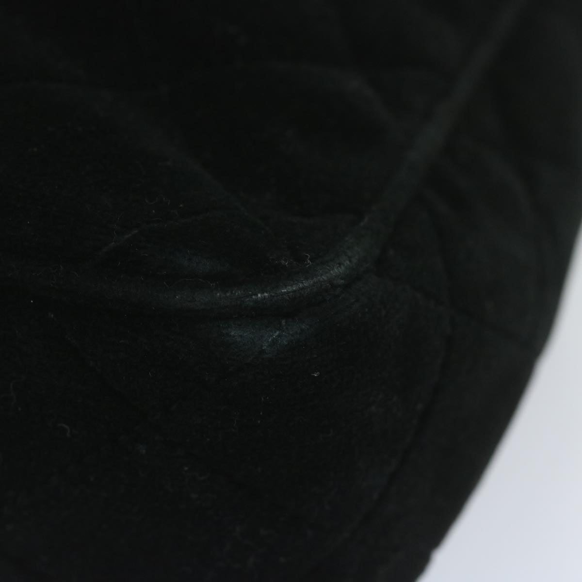 Top Quality Chanel Hand Bag Velor Black CC Auth bs10697