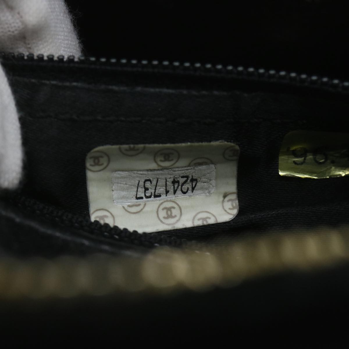 Top Quality Chanel Hand Bag Velor Black CC Auth bs10697